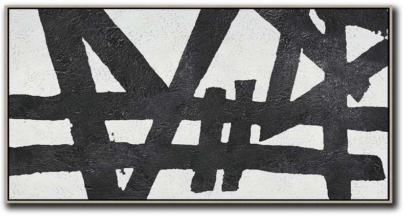 Modern Paintings On Canvas,Oversized Panoramic Minimal Art On Canvas - Multicolor Abstract Painting